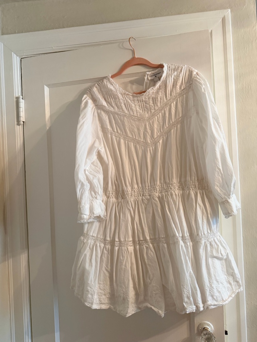 Women’s LoveShackFancy White Smocked Tiered Dress Sz 1x